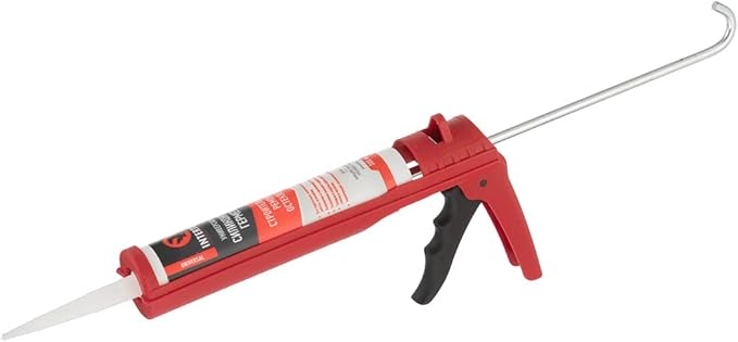 INTERTOOL Caulking Silicone Gun with 10 oz. Tube & 10:1 Thrust Ratio – Drip-Free Lightweight Hand Caulk Gun Tool with Durable Plastic Body, Smooth Rod, Quiet Ratcheting HT-0027