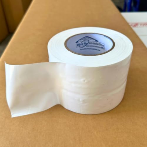 BlueTex Insulationㅤ 4'' Wide x 180' Long White Vapor Barrier Tape - 12 Rolls, Waterproofing for Stucco, Crawlspaces, Repair, Underlayment Seams, Metal Building Seams, Excellent Air Barrier