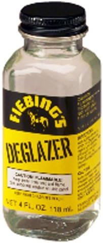 Fiebing's Leather Deglazer (4 Fl Oz, Clear) - Leathercraft Preparer for Paint, Adhesion, Dye - Will Not Impair Leather Flexibility - Clean Wax, Finish, Grease on Boots, Shoes, Jacket, Purse, Furniture