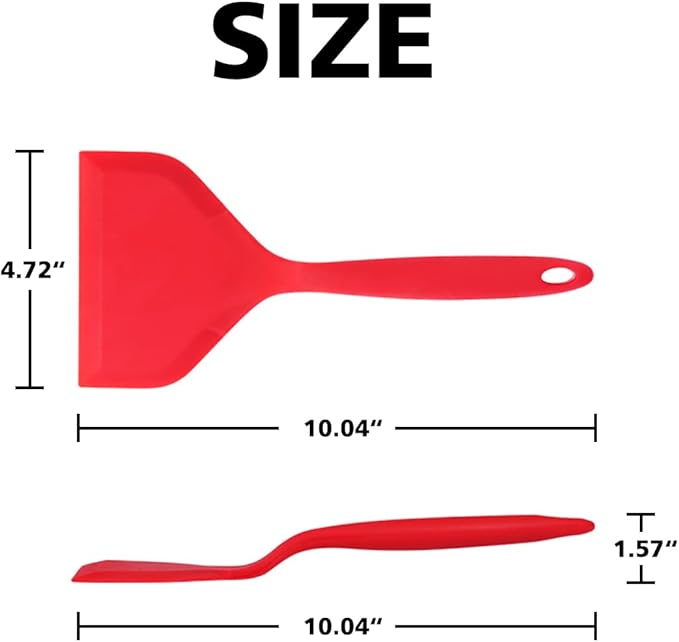 Silicone Tamagoyaki Spatula - Wide, Nonstick, Heat-Resistant for Egg, Fish, Burgers, Steak, Pizza - Red