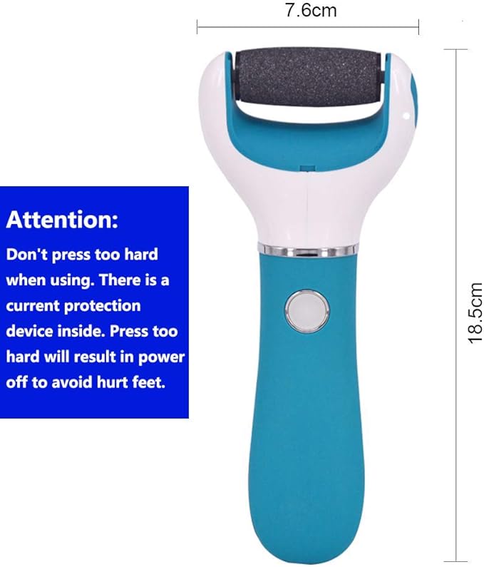 Foot Scrubber Electric Callus Remover Rechargeable Foot File Hard Skin Remover Pedicure Tools Electronic Callus kit for Cracked Heels and Dead Skin with 2 Roller Heads, Blue