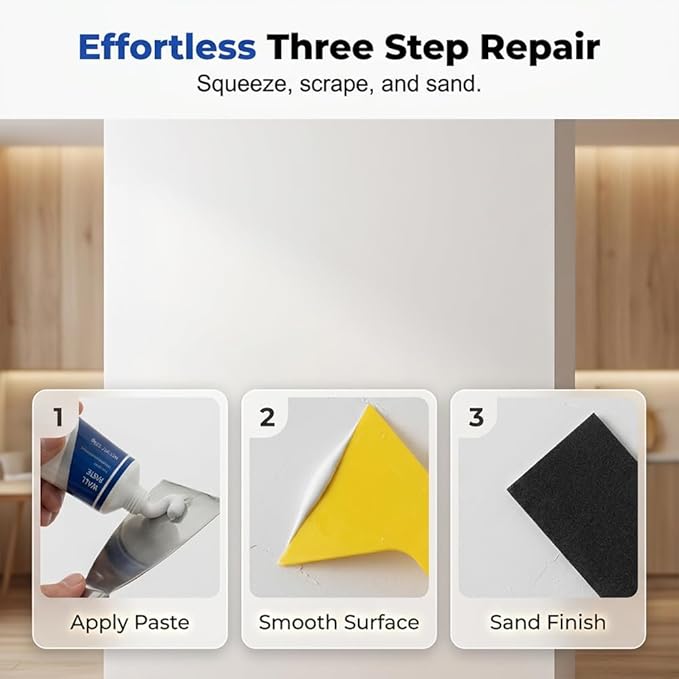 Efficient Drywall Repair Kit with Scraper, 2026 New Quick Drying Wall Mending Agent for Holes & Cracks for Holes, Cracks, Quick Easy Solution for Home Wall Efficient Patch Repair (2pcs)