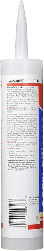 Red Devil 0826 100% Silicone Sealant Architectural Grade, 9.8 oz., clear