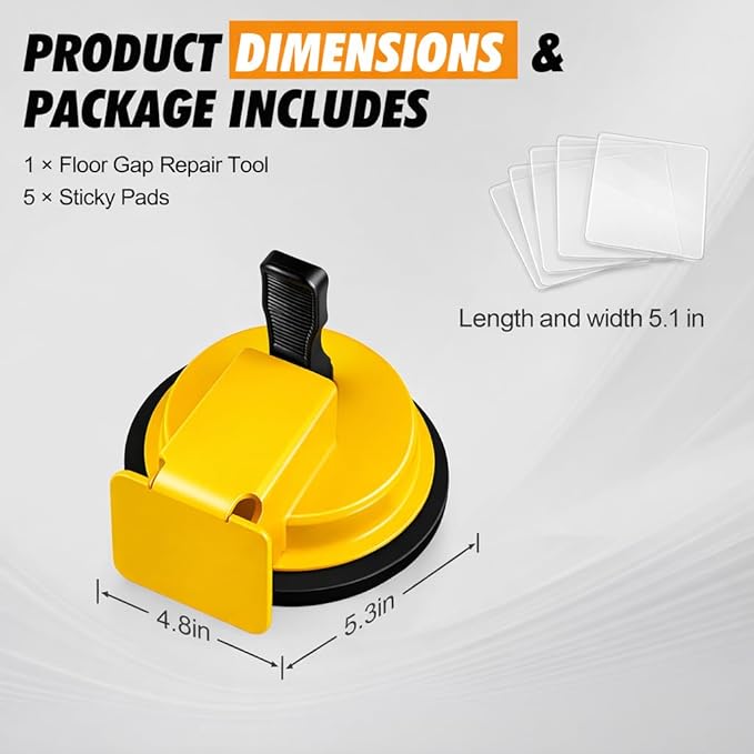 Floor Gap Fixer Tool with Enhanced Suction Cup & Sticky Pads – Easy Laminate, Vinyl & Wood Flooring Gap Repair Tool for Smooth and Textured Floors