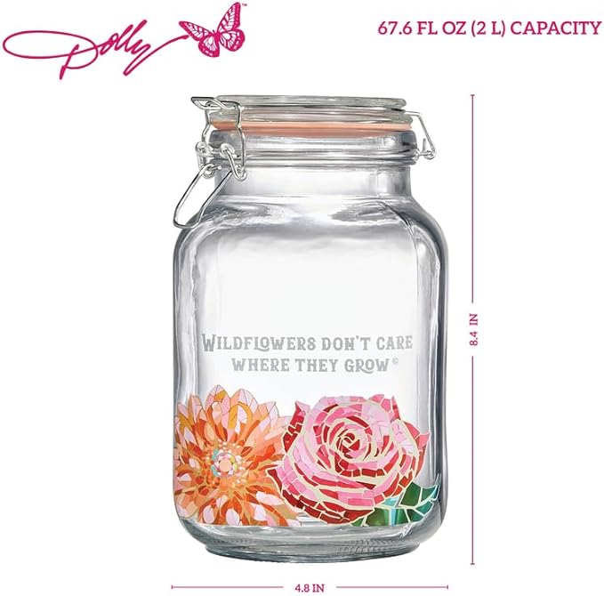 Dolly Parton Preserving Clamp Jar, 67.6 oz (2000ml), Pink