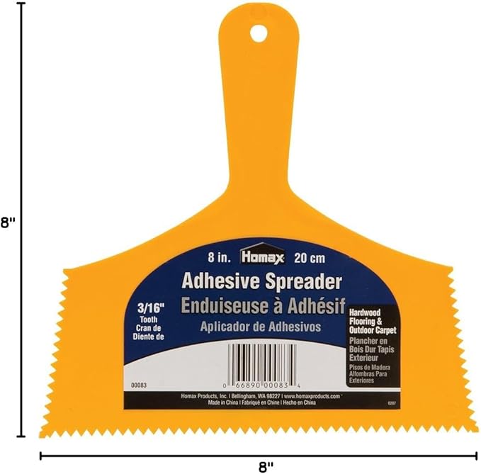 Homax Adhesive Spreader, 8", 3/16" Tooth, Hardwood Flooring Spreader,Orange (Pack of 6)