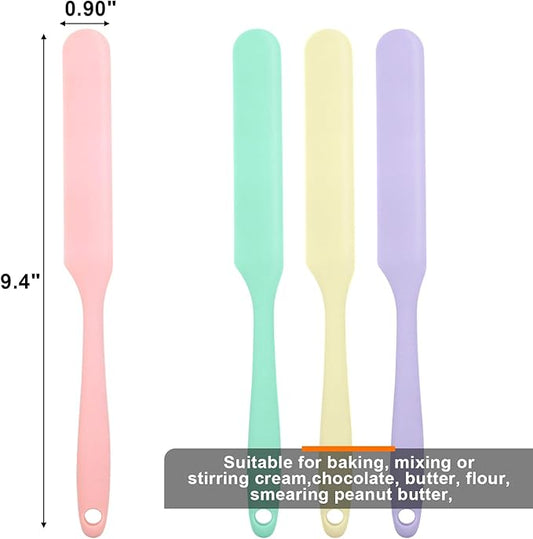 4 Pcs Silicone Jar Spatula, Non-Stick Heat Resistant Cake Cream Spatulas Set, 9.8 inch Cake Cream Butter Spatulas(4 colors)