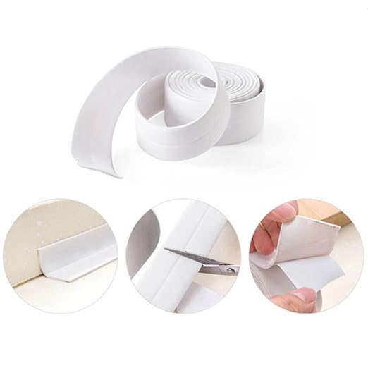 Daycount Tape Caulk Strip Seal for Toliet Bathtub, Sink, Kitchen, Wall Edge, Self Adhesive Corner Liner 126''x1.57'' (Grey)