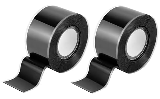 QWORK Self-Fusing Silicone Tape - Leak Repair and Anti-Skid, 1 Inch x 10 Feet Each, 2 Rolls High Friction Handle Tape, -76°F to 500°F