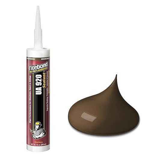 Titebond UA 920 Sealant, Medium Bronze – Urethane Acrylic Elastomeric Caulk, Crackproof & Flexible, UV Resistant, Paintable in 1 Hour, Interior & Exterior Use – 10.1 Oz, 87021