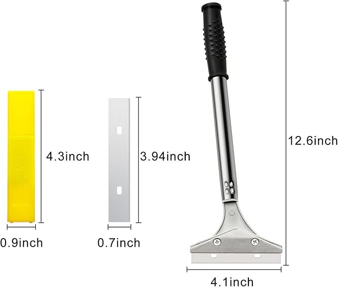 Mudder 4 Inch Razor Blade Scraper Tool Wallpaper Floor Tile Paint Removal Smoothing Scraper Tool with Replacement Blade for Removing Wallpaper Sticker Glue Floor Adhesive(Black,6 Pcs)