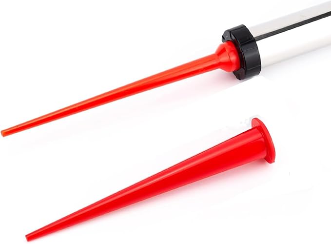 ZYAMY 2PCS Plastic Sausage Caulking Gun Nozzle Caulking Applicator Nozzle Tip Replacement Extension Glueing Magic 11.8x2.08 Inch Red For Door Window Sealing Bathroom Floor Plumber Caulking