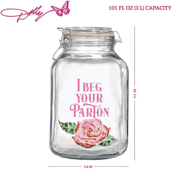 Dolly Parton Preserving Clamp Jar, 101 oz (3000ml), Pink