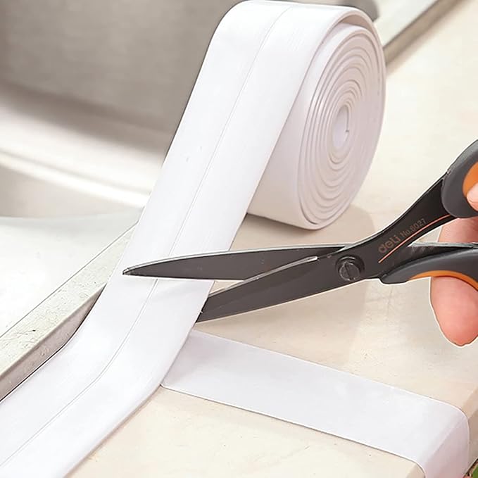 Caulk Strip Tape, Waterproof Dustproof PVC Self Adhesive Caulking Sealing Tape for Kitchen Sink Toilet Bathroom Shower Bathtub Wall(0.86" x6.56',White)