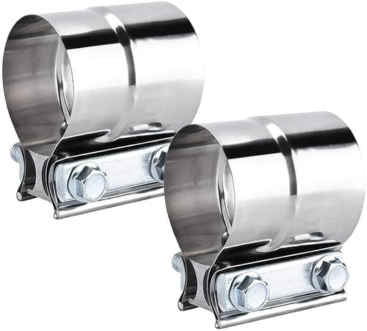 3.0 Inch Exhaust Clamps,DecoHongDi Lap Joint Exhaust Band Muffler Pipe Repair 304 Stainless Steel 2 Packs
