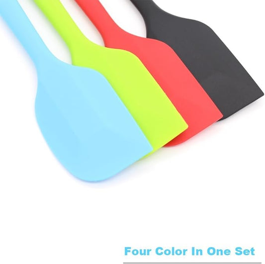 4‑Piece Silicone Spatulas Set Heat Resistant 600°F Seamless Steel‑Core Rubber Spatulas for Nonstick Cookware ALLWIN HOUSEWARE Uniform Length Kitchen Spatulas for Cooking & Baking, Small, Multicolored