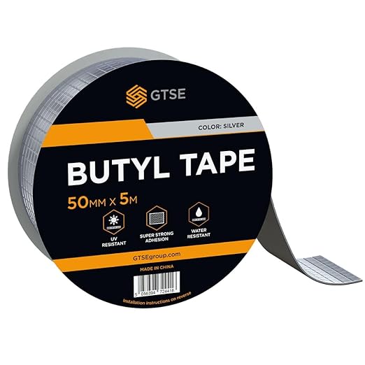 GTSE 1 Roll Butyl Aluminum Foil Tape, 2" x 16ft – Waterproof Tape for Leaks, Sealing, Roof Sealant, and Outdoor Repairs – Durable, Weatherproof, and Leak-Proof Solution