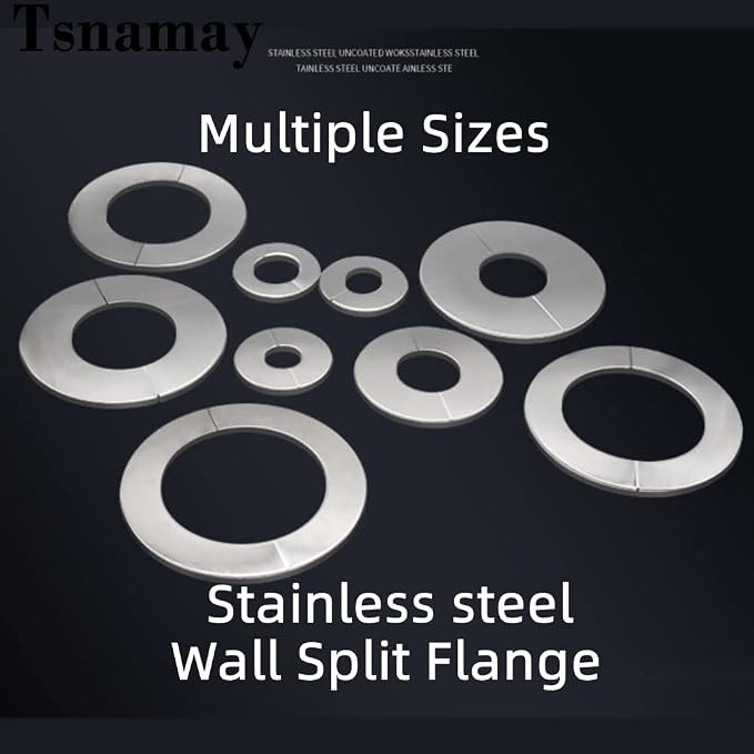 Wall Split Flange, Stainless Steel Round Escutcheon Plate for 3.58"/91mm Diameter Pipe, Pack of 2