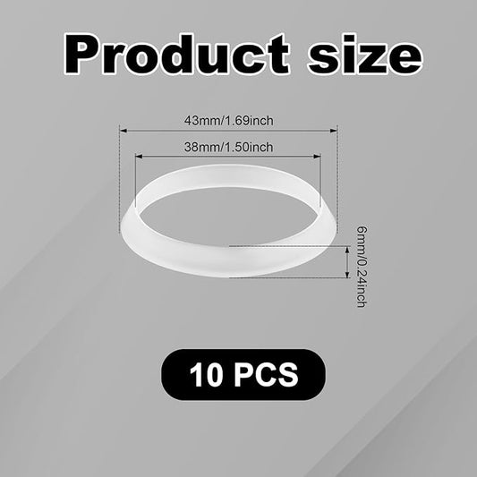 10pcs Cone Seal Rings, Rubber Waste Pipe Seal Ring Sink Drain Cone Gasket for 1 1/2 Inch Drain Pipe 38mm Inner Diameter 43mm Outer Diameter (White)