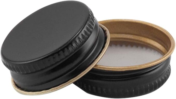 North Mountain Supply 28mm Black Metal Screw Caps With Plastisol Liner - Pack of 15 Leak Proof Lids
