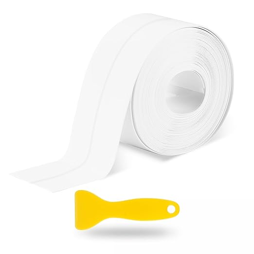 White Caulk Tape Self Adhesive Waterproof 1.97" x26.25Ft, Bathroom Peel & Stick Caulking Tape for Floor Tile Corner Trim & Shower, Toilet Bathtub Caulking Sealant Strip for Kitchen, Countertop, Sink
