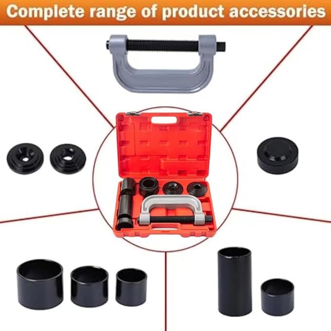 Ball Joint Removal Tool Kit,10PC Ball Joint Press Kit for Most 2WD 4WD Cars and Light Trucks(Red)