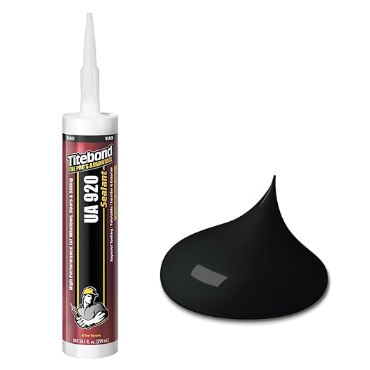 Titebond UA 920 Sealant, Black – Urethane Acrylic Elastomeric Caulk, Crackproof & Flexible, UV Resistant, Paintable in 1 Hour, Interior & Exterior Use – 10.1 Oz, 87011