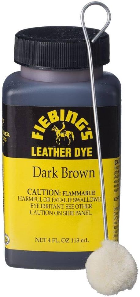 Fiebing's Leather Dye (4 Fl Oz, Mahogany) - Alcohol-Based, Penetrating, Permanent Dye for Shoes, Boots, Belts, Bags, Furniture - Includes Wool Dauber Applicator - Recolor & Restore Leathercraft
