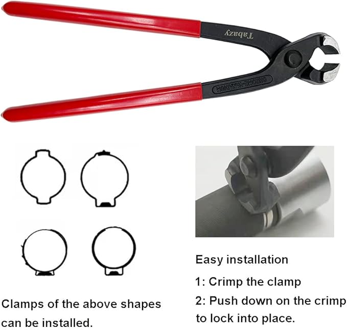 CV Joint Banding Tool with Cutter, Ear Clamp Pliers with 8pcs Single Ear CV Boot Clamps Tool Kit, Ear Boot Tie Pliers, Car Band Tool Kit, Hose Axle Plier CV Clamp Tool for Auto ATV UTV