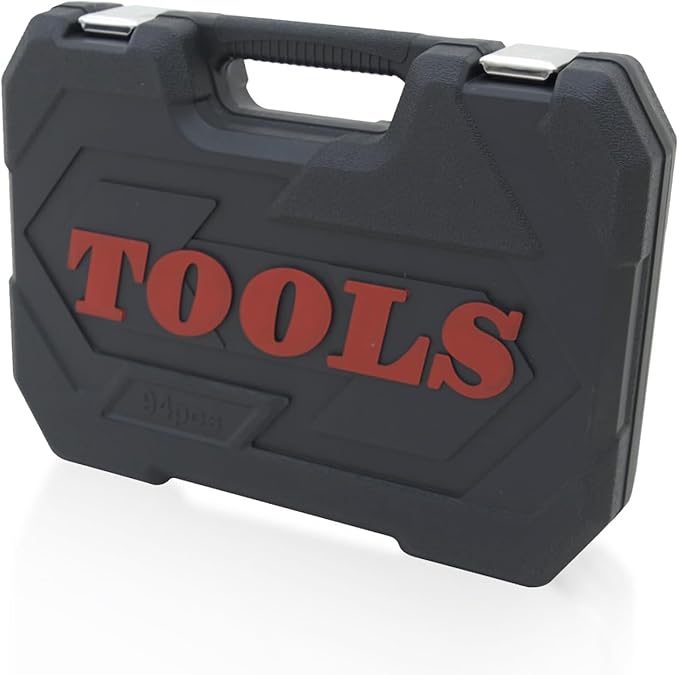 Hand tools, Mechanics Tool Set 94pcs Socket Set wih Case, 1/4" & 1/2" Drive, Versatile and Durable Tool Kit for Auto & Motorcycle Repair, Home, and DIY Projects (94p)