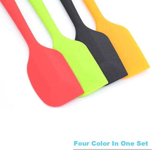 4‑Piece Silicone Spatulas Set Heat Resistant 600°F Seamless Steel‑Core Rubber Spatulas for Nonstick Cookware ALLWIN HOUSEWARE Uniform Length Kitchen Spatulas for Cooking & Baking, Multicolored
