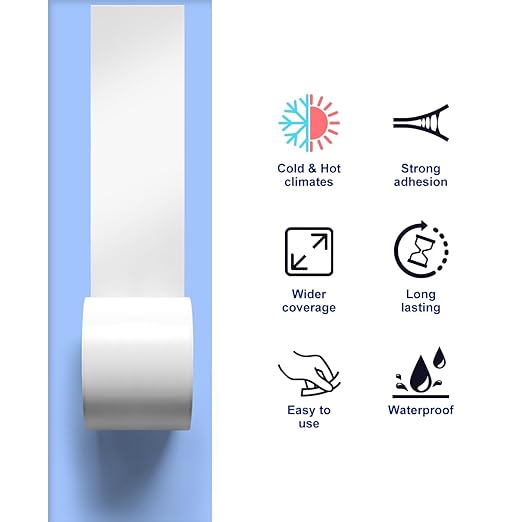 Vapor Barrier Tape - 4" x 180' Roll, Crawl Space Vapor Barrier, White Polyethylene Moisture Barrier Tape, Waterproof Seal & Seam Tape for Underlayment, Insulation & Plastic Liners(2Roll)