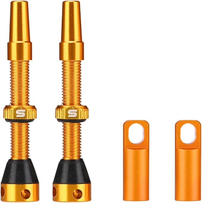 Tubeless Value Stems 40mm 44mm Premium No Leak Tubeless Presta Valve Stems Kits with Integrated Value Core Remover Tool and Valve Stem Caps Fit Most Bicycle Tubeless Rims Pair
