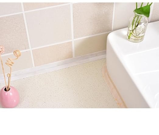 White Waterproof Caulk Tape PVC Self Adhesive Caulk Strip Joint Adhesive Shower Bathtub Joint Strip Bathroom Sealing Tape Kitchen Sealing Tape and Shower Tile Sealant