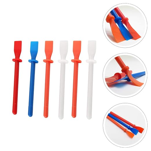Healifty 6Pcs Silicone Glue Spreader Applicator Tool Kit, Flexible Plastic Adhesive Spatula Scraper Brush Set for Woodworking, Leather, Book Binding and Resin Crafts