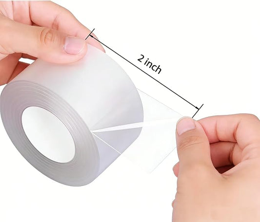 Window Sealing Tape 2 Inch x 33 Ft Transparent Window Insulation Waterproof Nano Draft Isolation Tape Clear Weather Stripping Caulk Tape for Window and Bathroom Shower Glass Side Gaps