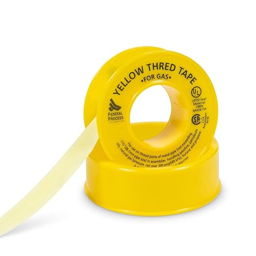 Gasoila Yellow PTFE Thread Seal Tape – Professional-Grade, 1/2 Inch x 520 Inch, High-Density Thread Tape for Gas Lines – Leak-Proof Seal, Non-Toxic