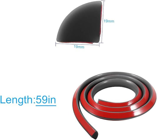 3/4 Inch Flexible Quarter Round Molding, 4.9Ft Trim Molding with Self Adhesive for Wall Tile Edge Floor Corner, Staircase Cabinet Tub (Black)