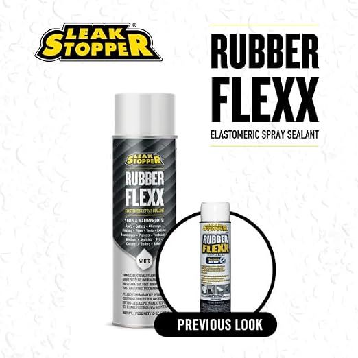Leak Stopper Rubber Flexx – Waterproof Repair & Sealant Spray - Point & Spray to Seal Cracks, Holes, Leaks, Corrosion & More | White – 1 Bottle 15 Ounces