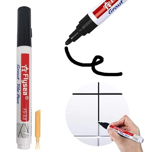 10 Pieces Tile and Wall Grout Color Pen - Repair and Refill Marker for Tiles, Floor, Kitchen, Bathroom (Black)