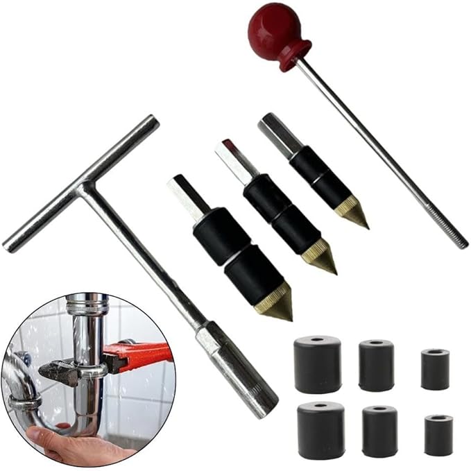 FABsULETTA Stainless Steel Hot Melt Water Stop Pin Kit, PPR Pipe Repair Tool Set with RuBsBser Rings for Concrete SlaBs and Through Wall Leaks(B)