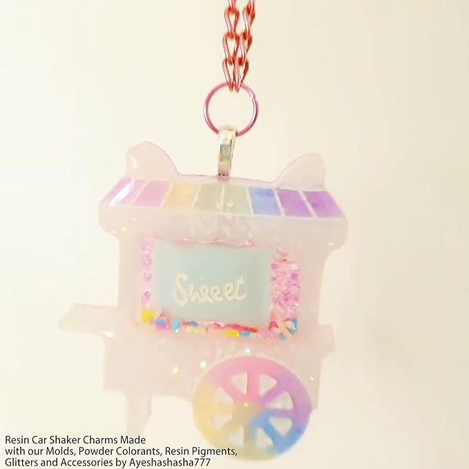 FUNSHOWCASE Resin Shaker Molds Set Charms Pendant Jewelry Making Supplies 9 Silicone Trays with 5 Clear Seal Films