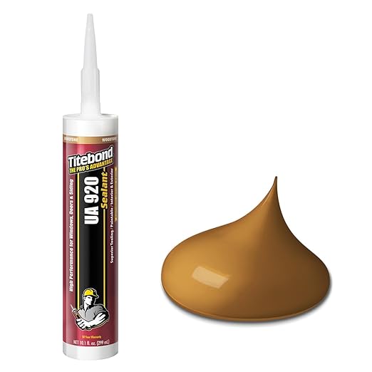 Titebond UA 920 Sealant, Woodtone – Urethane Acrylic Elastomeric Caulk, Crackproof & Flexible, UV Resistant, Paintable in 1 Hour, Interior & Exterior Use – 10.1 Oz, 87091