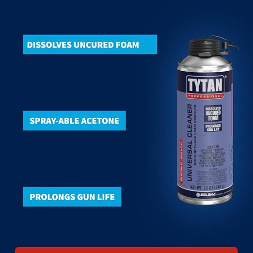 TYTAN PROFESSIONAL Universal Cleaner – 12 oz Adhesive Remover, Foam Dissolver, Expanding Foam Cleaner, Multi-Purpose Surface Prep & Tool Cleaner (1 Pack)