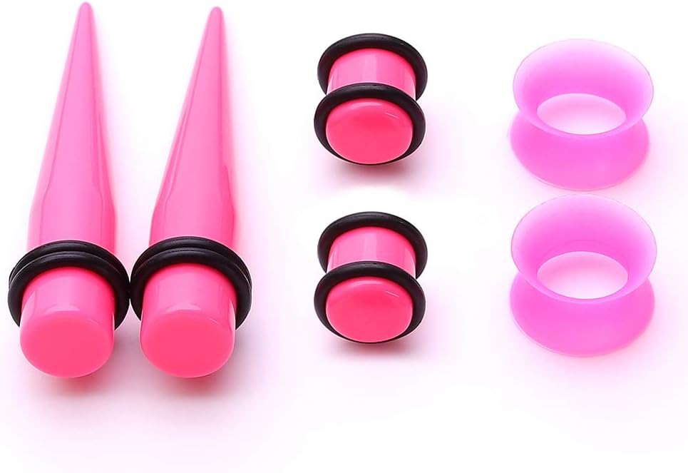 JieyueJewelry 50/54 Pieces Ear Stretching Kit 14G-00G Acrylic Tapers and Plugs + Silicone Tunnels - Ear Gauges Expander Set Body Piercing Jewelry