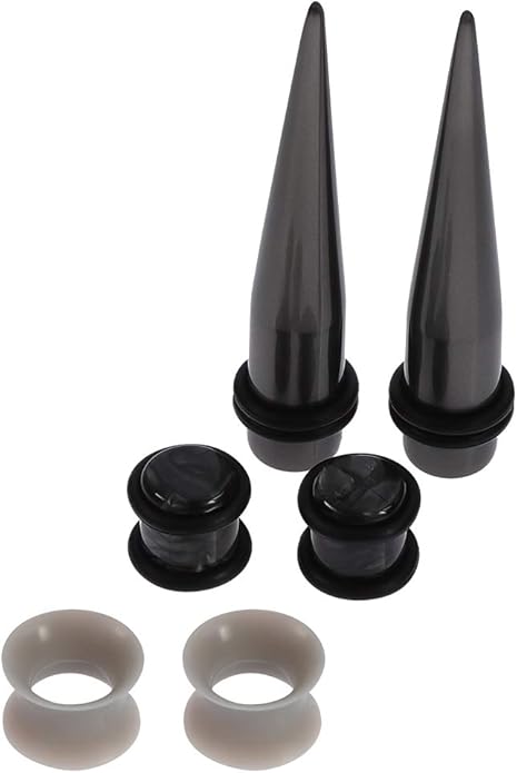 JieyueJewelry 50/54 Pieces Ear Stretching Kit 14G-00G Acrylic Tapers and Plugs + Silicone Tunnels - Ear Gauges Expander Set Body Piercing Jewelry