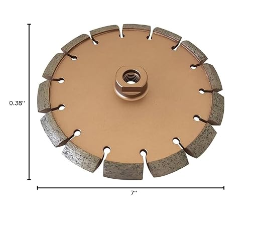 7" Crack Chaser Blade for Cured Concrete, Asphalt Repair or Joint Widen, 0.375" Width, 5/8"-11 Threaded Arbor