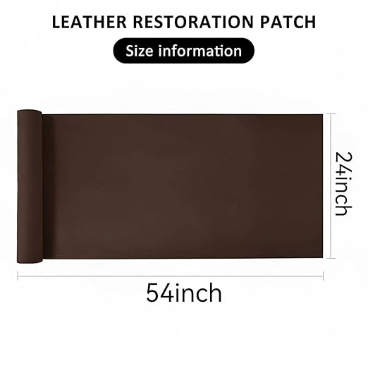 Leather Repair Patch, Leather Repair Tape, Repair Patch Self Adhesive Waterproof, Vinyl Repair Tape, for Couches, Car Seats, Chairs, Furniture (Dark Brown, 24 x 54 Inch)