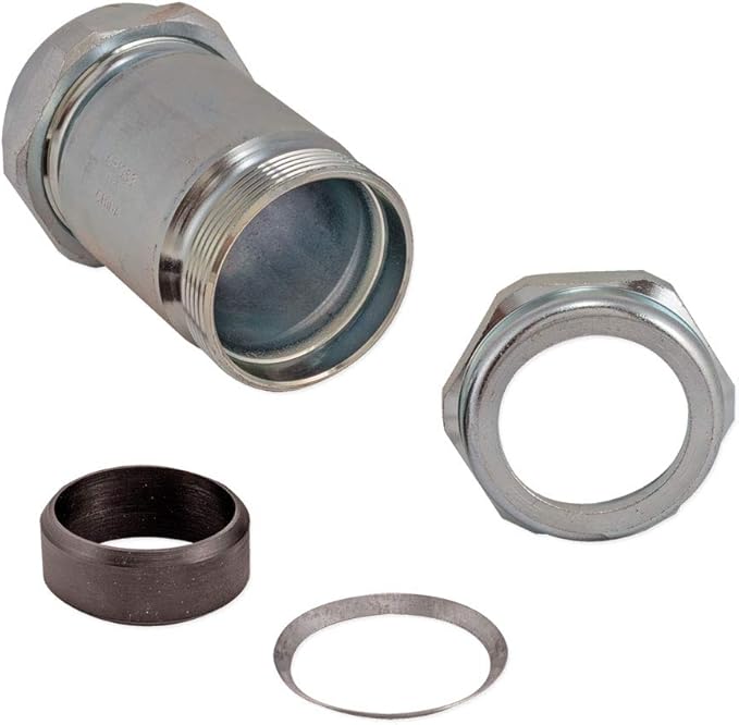 Eastman 5 Inch Long Pattern Compression Coupling, 1-1/2 Inch IPS, Galvanized Steel, EZ-20570