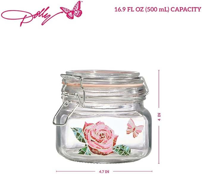 Dolly Parton Preserving Clamp Jar, 16.9 oz (500ml), Pink